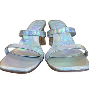 Olivia Miller Silver Heels with Iridescent Straps